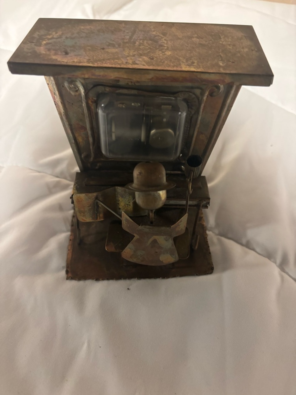 Vintage Copper Tin PIANO MAN Music Box- works